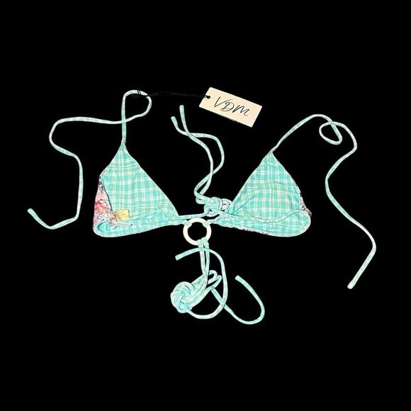 VDM Revolve NWT Reversible Ziggy Bikini Top Size XL Dragons Pastel Beach Preppy - Picture 3 of 9